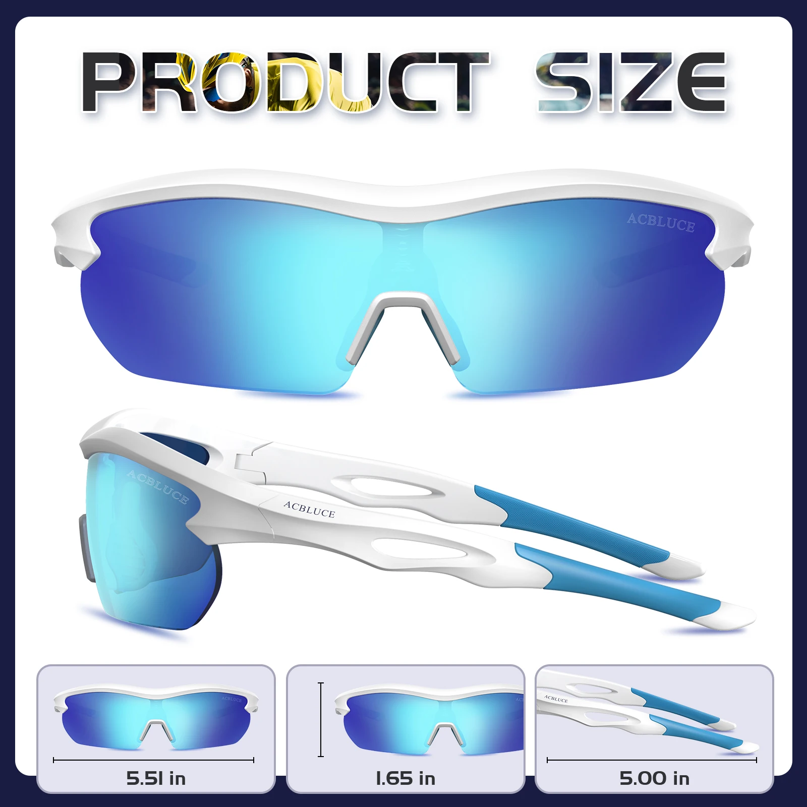 ACBLUCE-gafas de sol deportivas de béisbol para hombre y mujer, lentes de sol con protección UV para correr, pescar, conducir, Golf