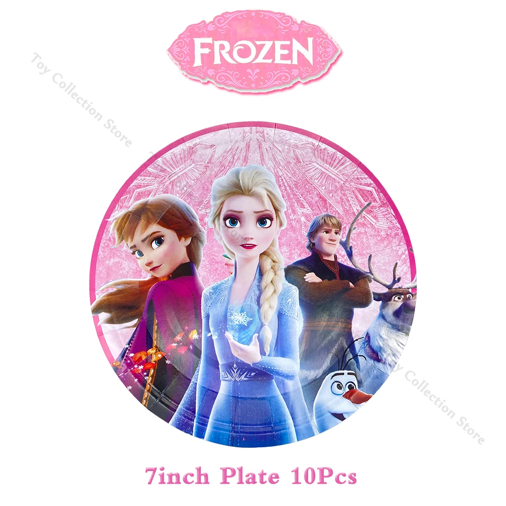 Pink Frozen Snow Queen Anime Girl Favor Party Supplies Party Table Accessories Paper Plate Napkin DIY Toy Gift Party Decoration