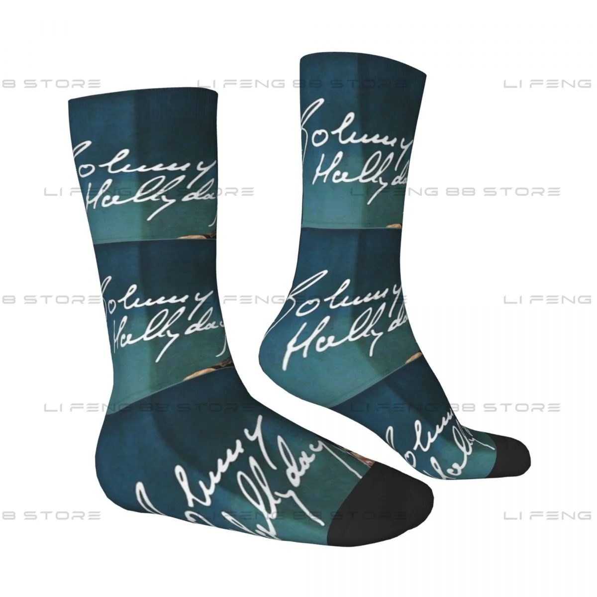 Johnny Hallyday Rock Music French Singer Limited Access Men Women Socks Windproof Novelty Four Seasons Stockings Gift