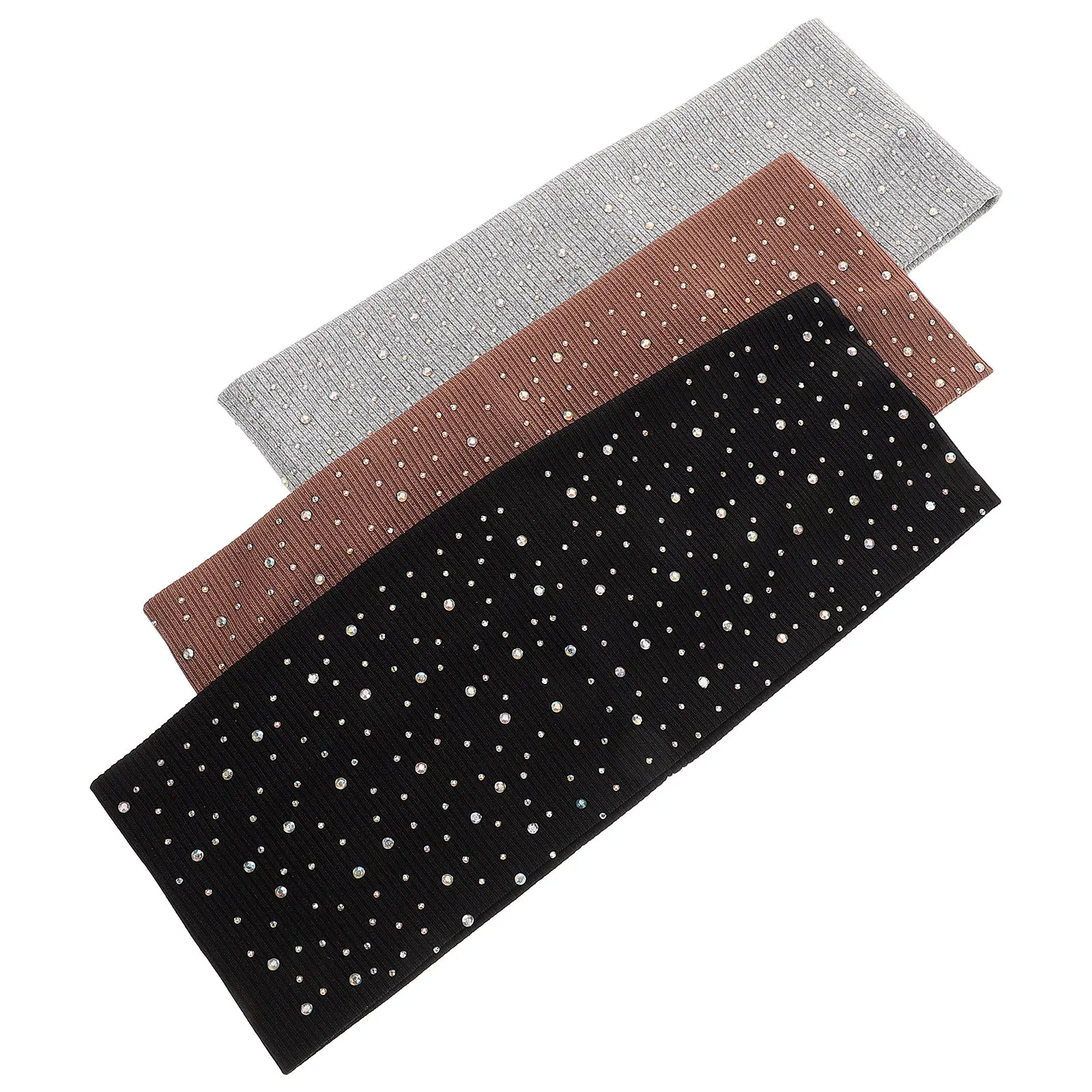 

Набор из 3 широких повязок на голову со стразами и бисером для женщин: эластичные, влагопоглощающие, для спорта, йоги, бега, тренажерного зала, с кристаллами