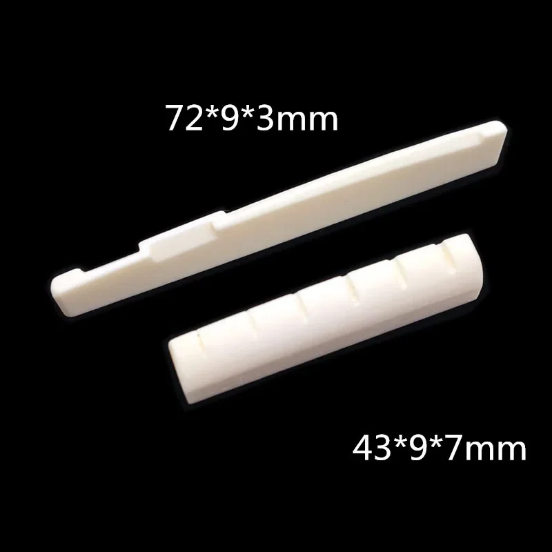 2 Sets of 4pcs Acoustic Guitar Bone Bridge Saddle and Nut Made of Real Bone