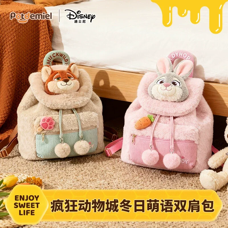 Genuíno disney potdemiel judy hopps nick wilde mochila de pelúcia outono inverno grande capacidade bonito moda mochila presentes aniversário