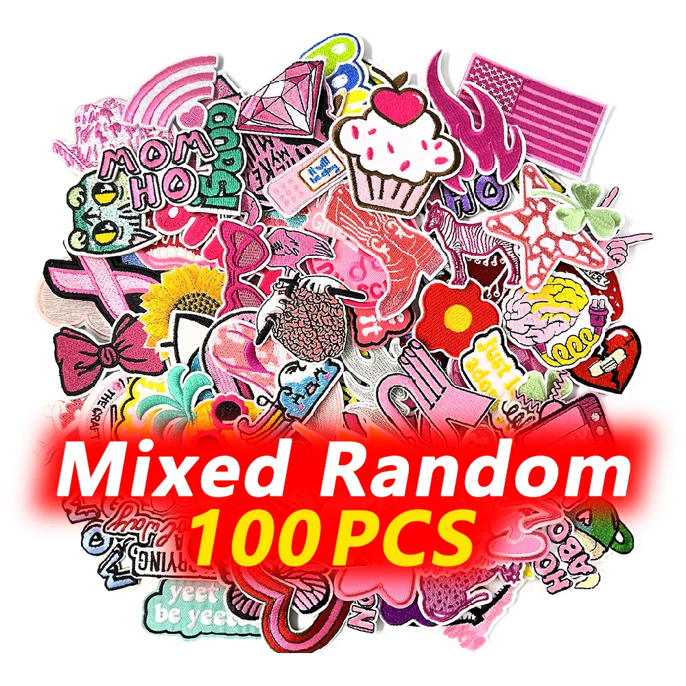 100Pcs/Lot Random Mixed Lightning Hello Patches Embroidery Applique Ironing Clothing Supplies Decorative Cloth Decoration Patch