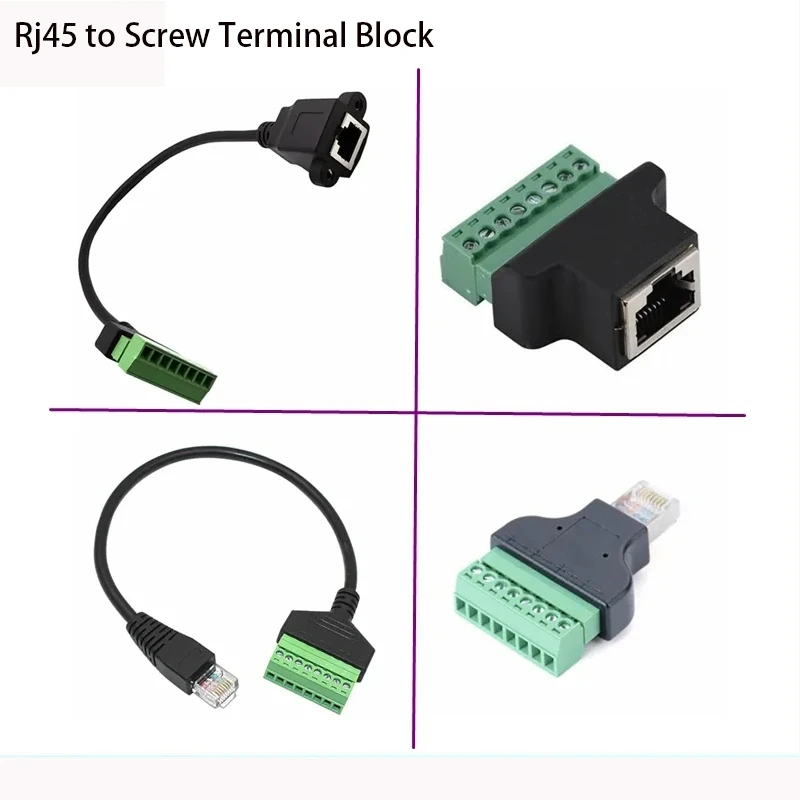 

Коннектор Rj45 для винтовой клеммной колодки, разъем 8 p, Ethernet Rj45, разъем «папа», «Мама» для 8-контактной винтовой клеммы, сетевой адаптер для видеонаблюдения и видеорегистратора