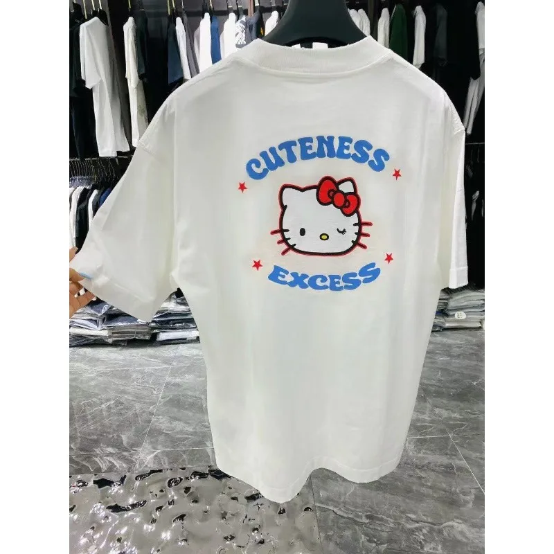 

2025 Summer Fashion New Hot Men and Women Korean Version of Niche Casual KT Cat Top Simple Short-sleeved T-shirt Women
