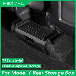 Herval For Tesla Model Y 2020-2024 Rear Center Console Organizer Tray TPE Double layered storage box Car Storage Accessories