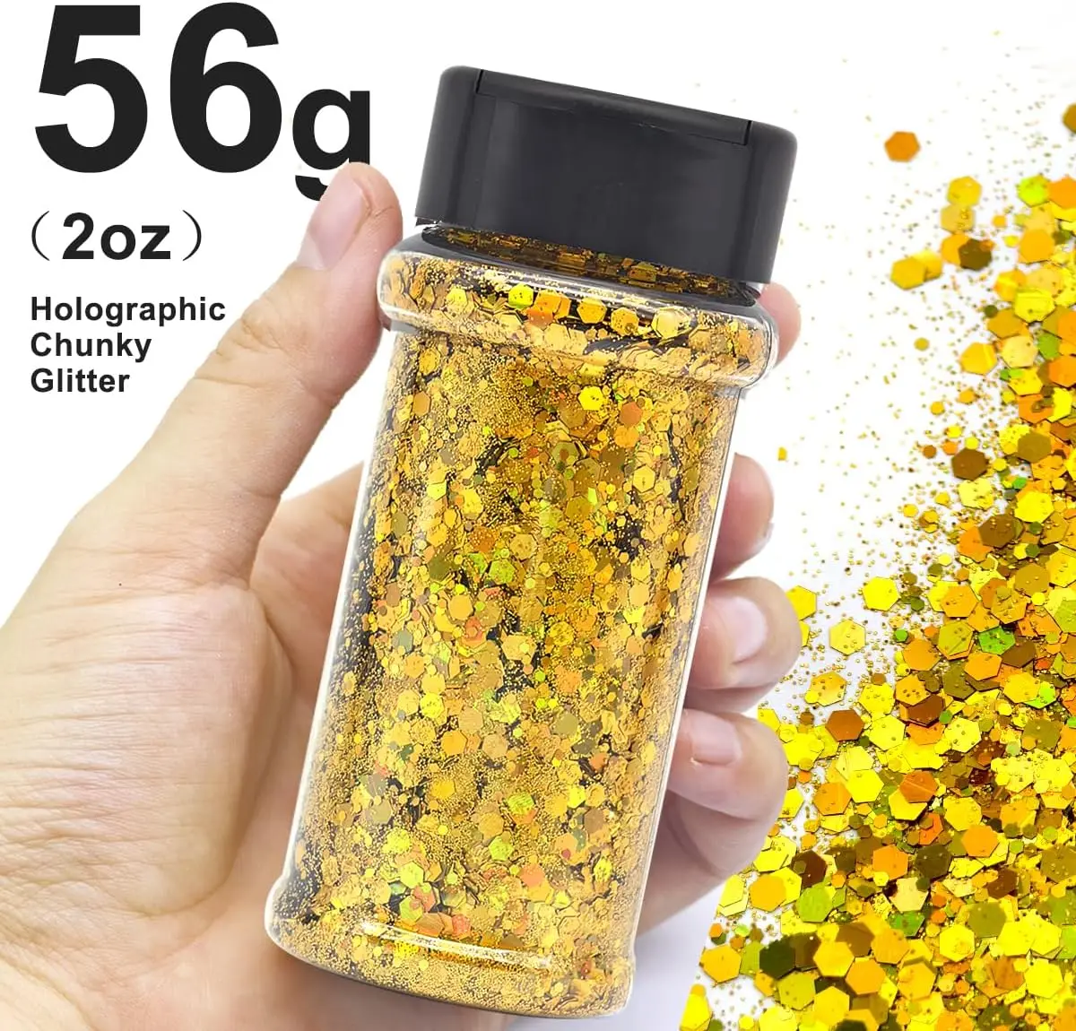 Zilveren holografisch - Craft Nail Glitter - 2oz Glitter Mix Chunky Glitter Bulk Kleuren in Shaker, Nail Glitter Decoratie