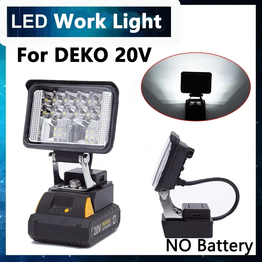 

Portable Wireless Outdoor Workshop LED Work Light For DEKO 20V Li-ion Battery Camping Light Travel Lamp (NO Battery )