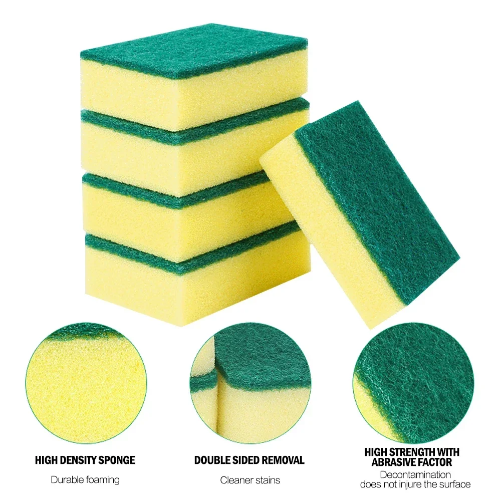 10/20pcs Reusable Double-Sided Cleaning Sponge Dishwashing Cleaning Wipe Household Scouring Pad Sponge Set Kitchen Accessories