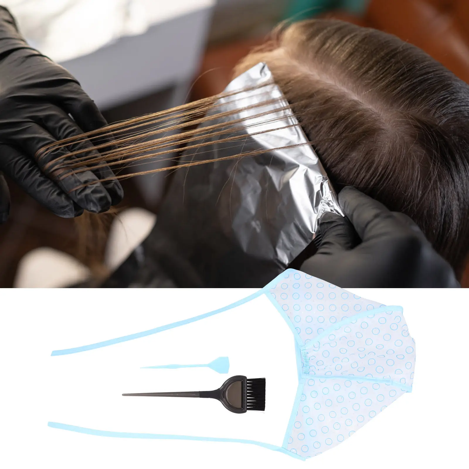 4Pcs Hair Dyeing Cap and Coloring Brush Set Pointed Tip for Easy Parting Separating Applying Dye Salon Home DIY Hair Coloring