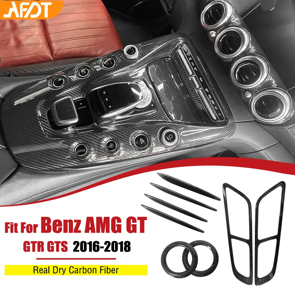 

AFDT For Benz AMG GT GTS GTR C190 R190 2015-2018 Carbon Fiber Car Interior Air Vent Ring Cover Door Panel Decoration Stickers