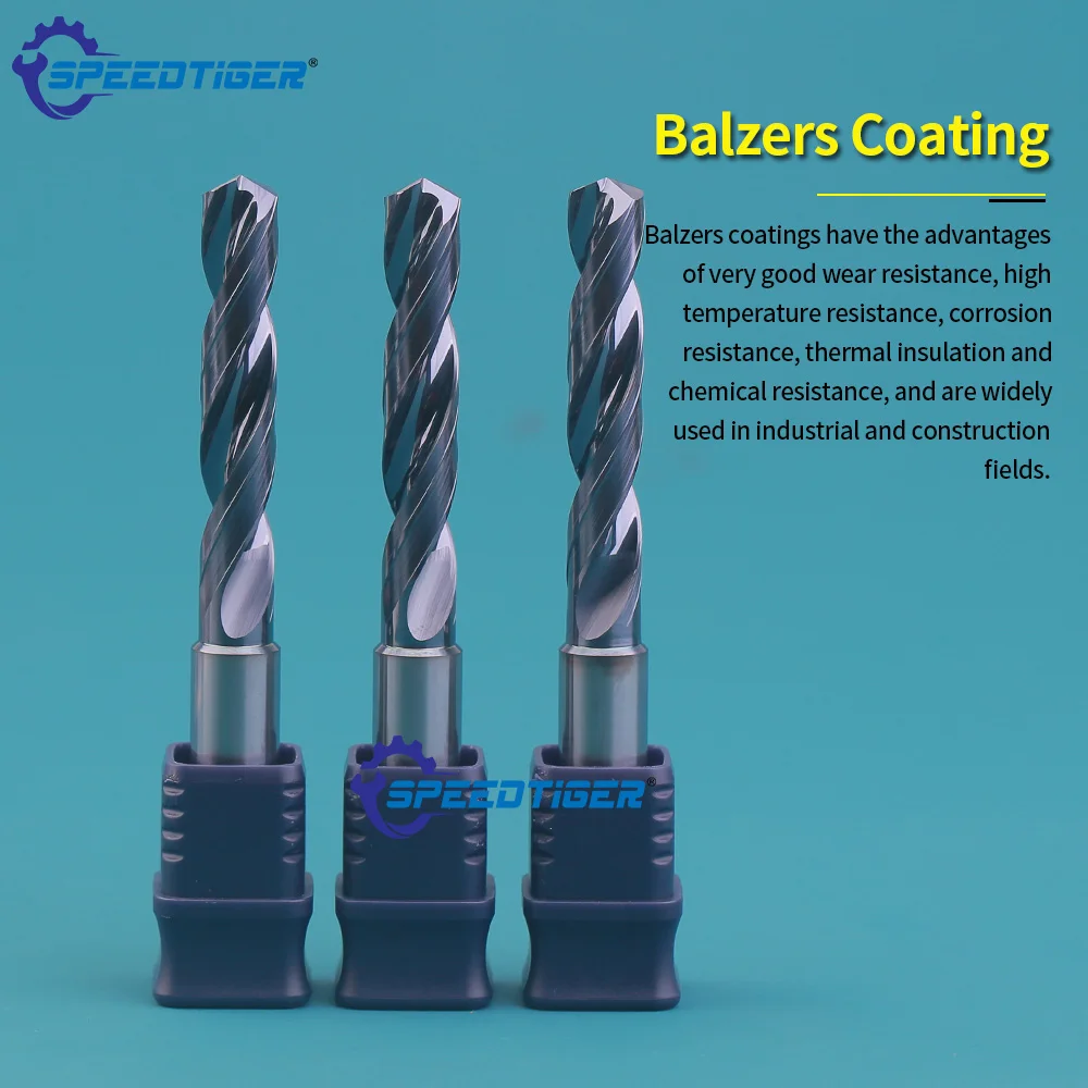 SPEEDTIGER HRC65 3xD Twist Drill Coated EXternal Cooling CNC Drilling Tool Tungsten Carbide 140° drill tip Forming groove 3-10mm