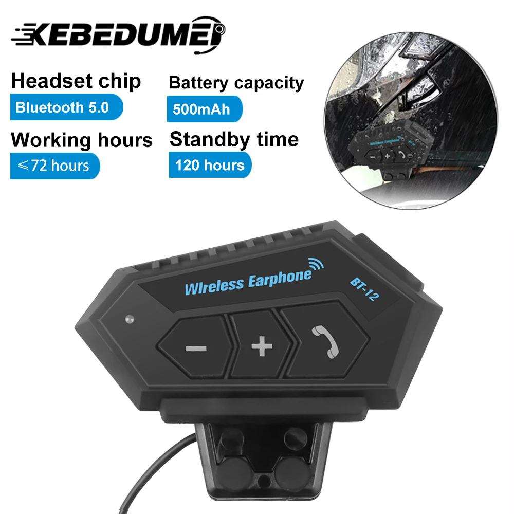 Motorcycle BT 5.0 Helmet Headset Wireless Hands-free call Kit Stereo Anti-interference Waterproof Music Player Speaker