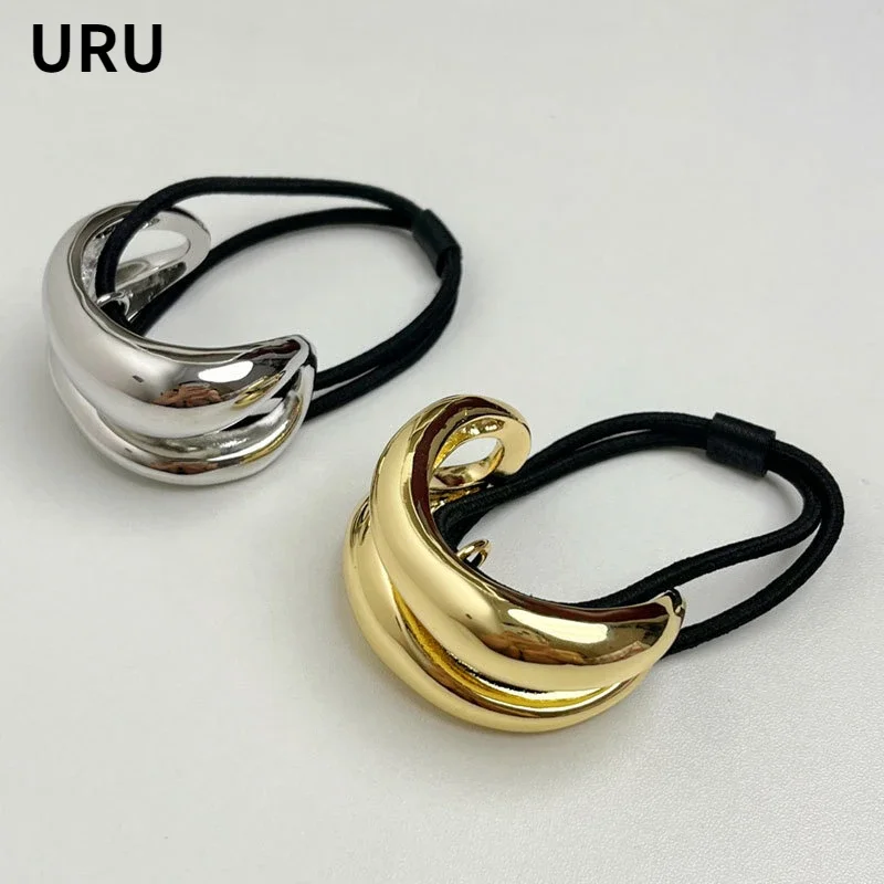 Fashion Jewelry Elegant Temperament Metal Hair Rope Banding Tie For Women Girl Hearwearing Hair Accessories  Hot Sale