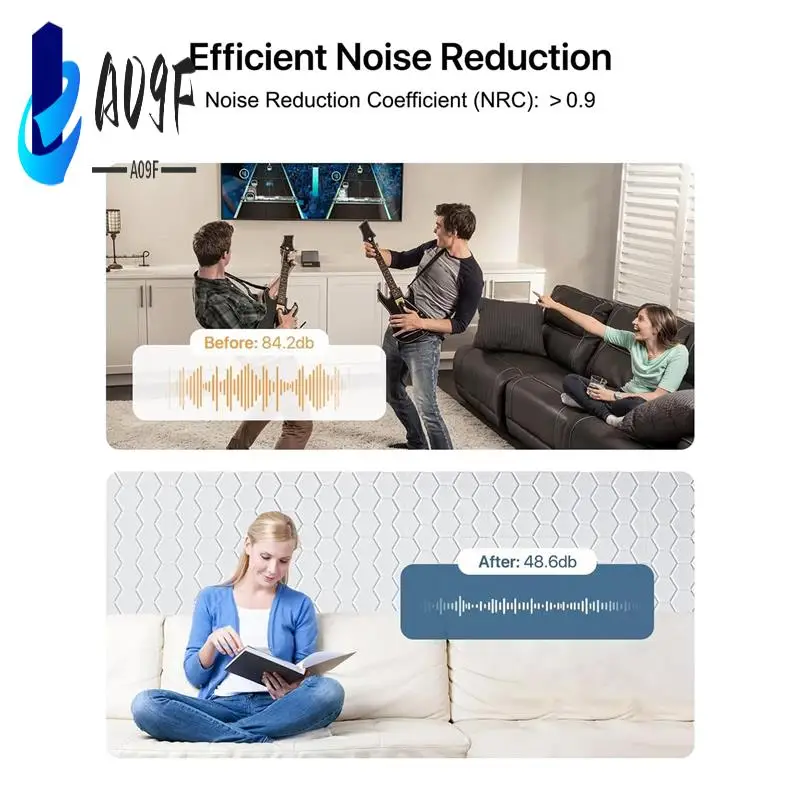 

A09F-15 Pack Soundproof Wall Panels 12X12X0.4Inch Self-Adhesive Sound Absorbing Panel Sound Proof Panels