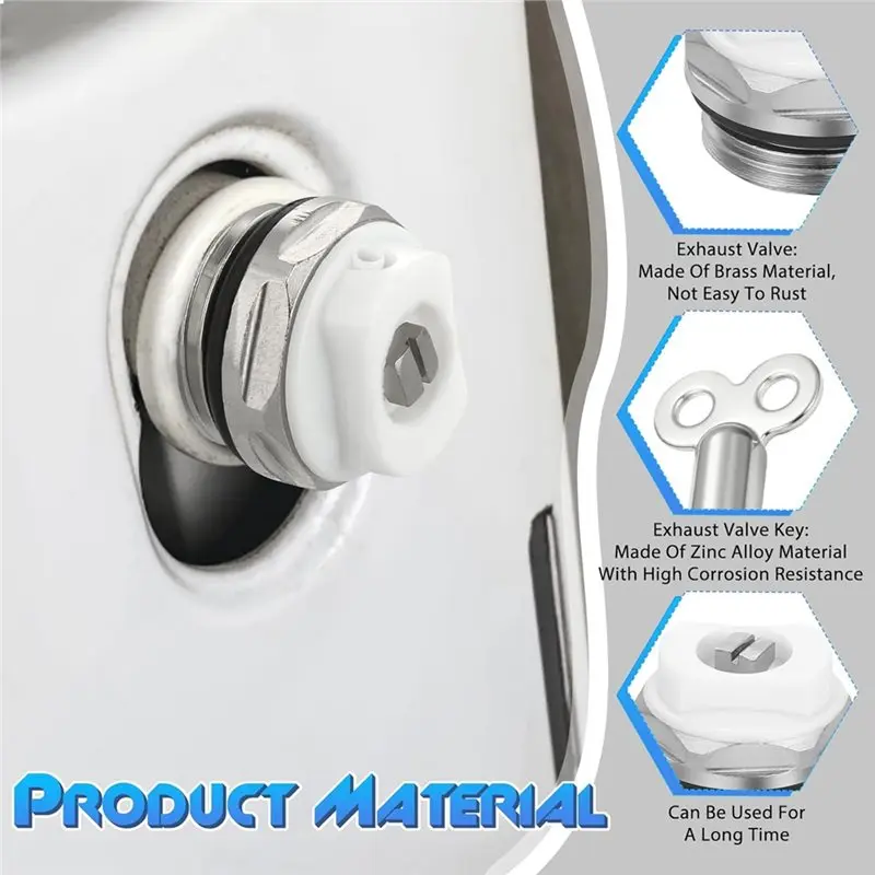 【HOT-SELLING!】5Pcs Radiator Bleed Valve, Radiator Bleed Valve 1/2 Inch With 5 Bleed Keys, Copper Heating Valve, Heating Bleed Ke