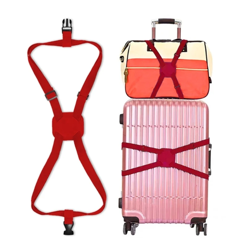 Telescopic Travel Bag Fixed Belts Solid Color Luggage Binding Belt Adjustable Elastic Strap Cross Cords for Suitcases Add a Bag