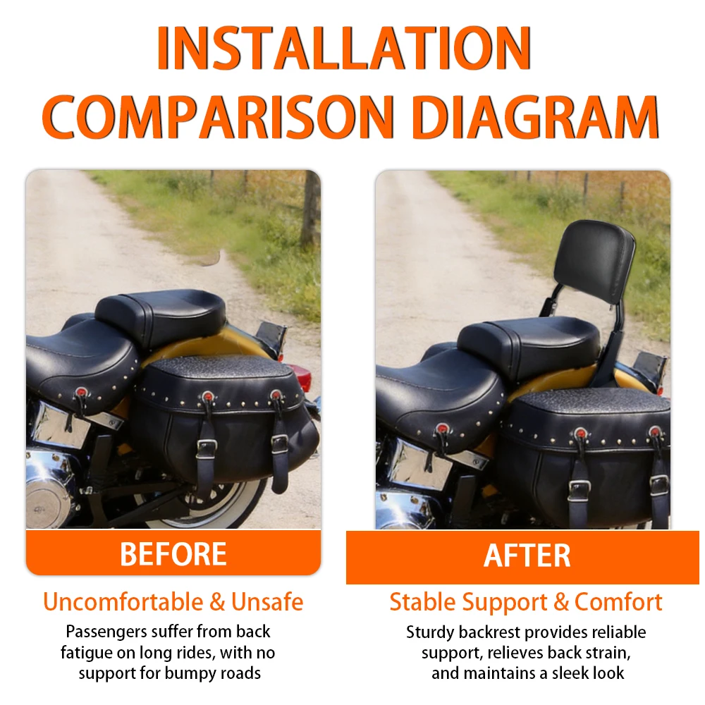For Harley Softail Heritage Classic 2000 - 2017 Motorcycle Accessories Rear Detachable Sissy Bar Backrest Cushion