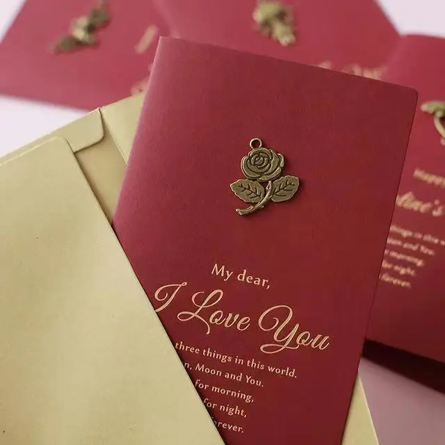 High-grade Metal Folding Envelope Birthday Greeting Card Creative New Year Christmas Day Universal Card Paper Tape Envelope