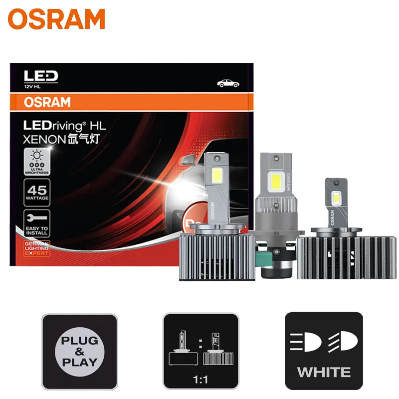 OSRAM D1S D2S D3S D4S D5S LEDriving XENON 12V 24V 45W 6000K Pure White Canbus 1:1 HID Xenon Genuine Car Headlight Bulbs ,1 Pair