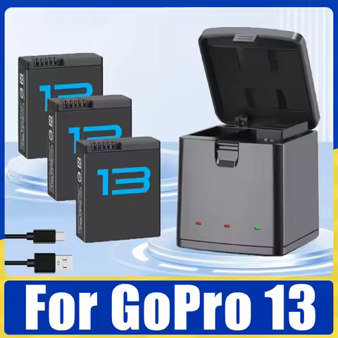 2100mAh Battery For GoPro Hero 13 Li-ion Battery Pack Motion Camera Battery Storage +3-Slots Box Charger Rechargeable Batteries