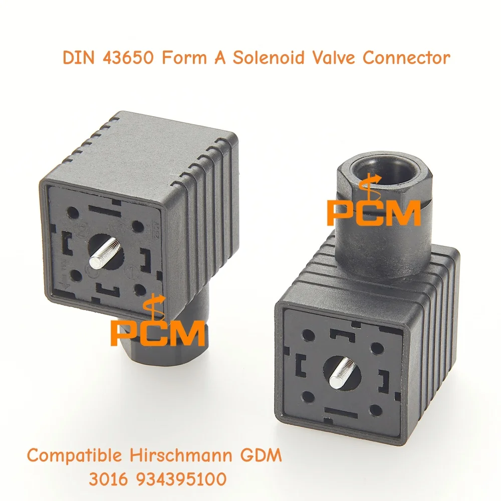 DIN 43650 Form A Solenoid Valve Connector Compatible Hirschmann GDM 3016 934395100 Industrial Valve Plug for Hydraulic Systems