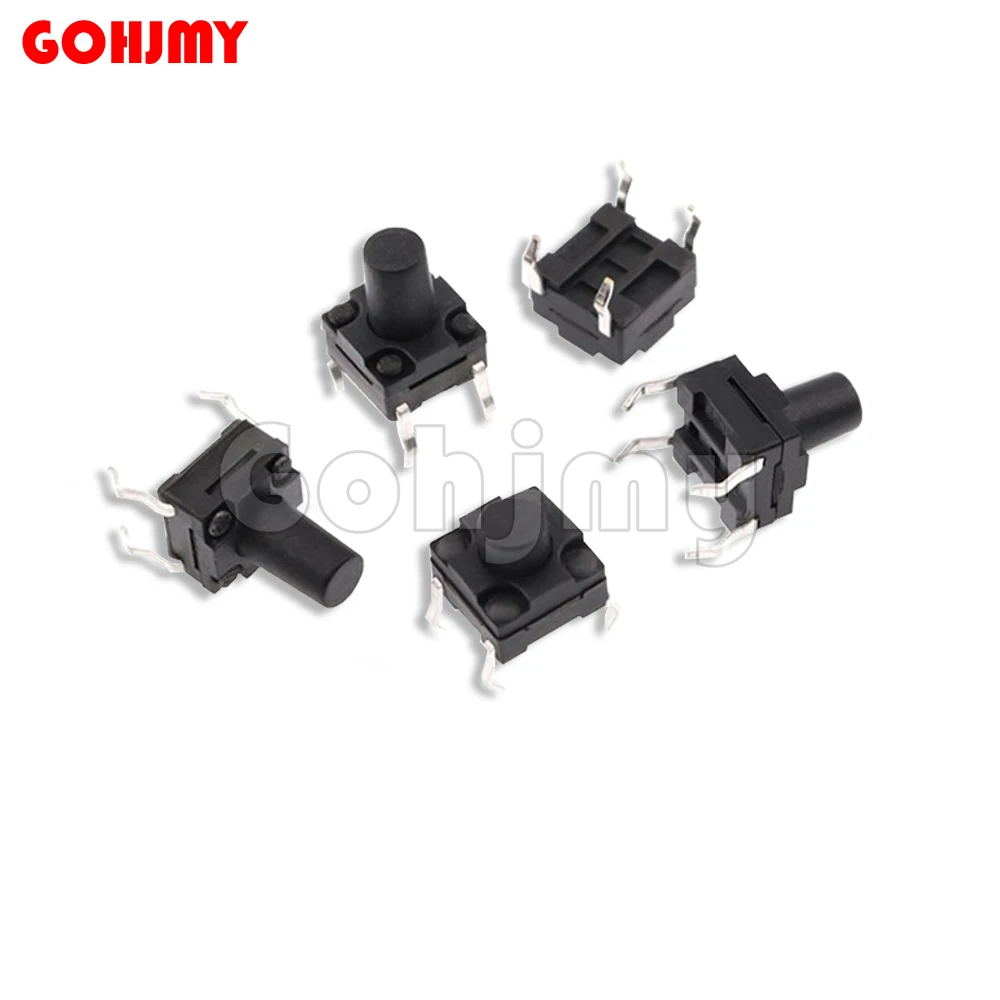 50PCS 4Pin 6*6 Micro Tact Push Button Switches DIP 6x6x4.3/5/6/6.5/7/7.5/8/8.5/9/10/11/12 MM 4.3mm 5mm 6mm 7mm 8mm 9mm 10mm 11mm