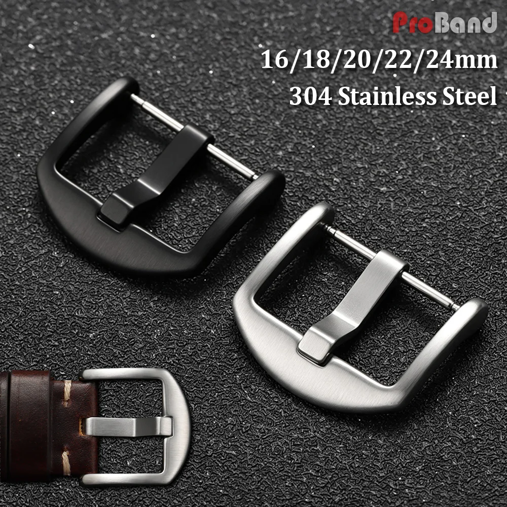 16mm 18mm 20mm 22mm 24mm 304 Stainless Steel Watch Buckles for Panerai Strap Metal Pin Clasp Double Sided Brushed Matte Buckles