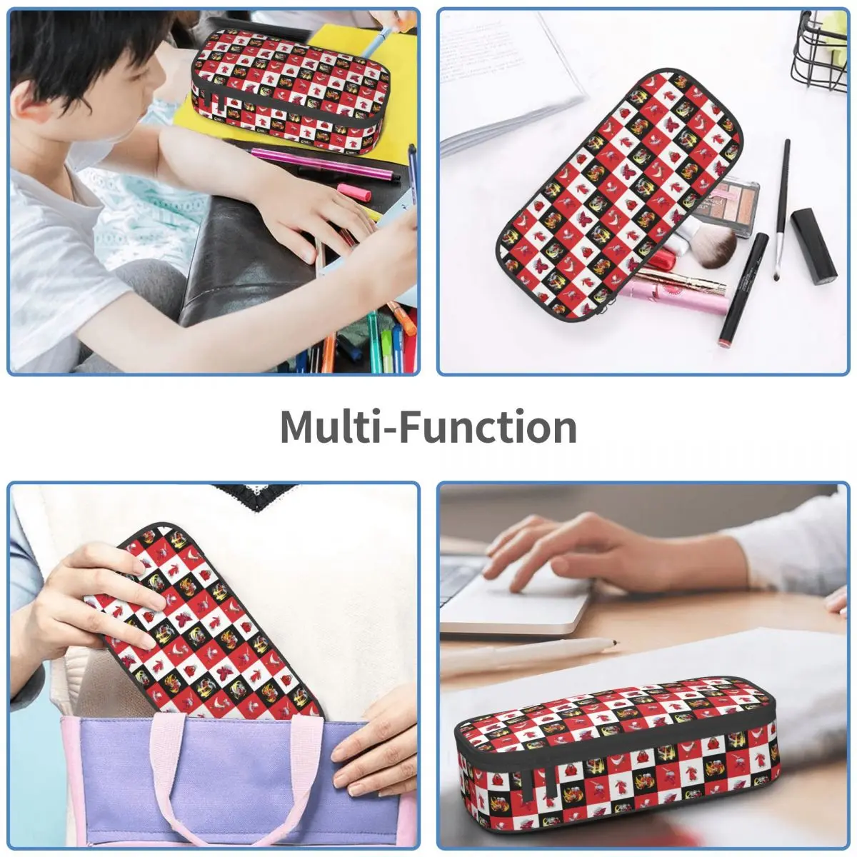 Manga Inuyasha Checkered Plaid School Pencil Case Boys Girls Big Capacity Anime Pencil Bag Pouch Students Stationery view 6