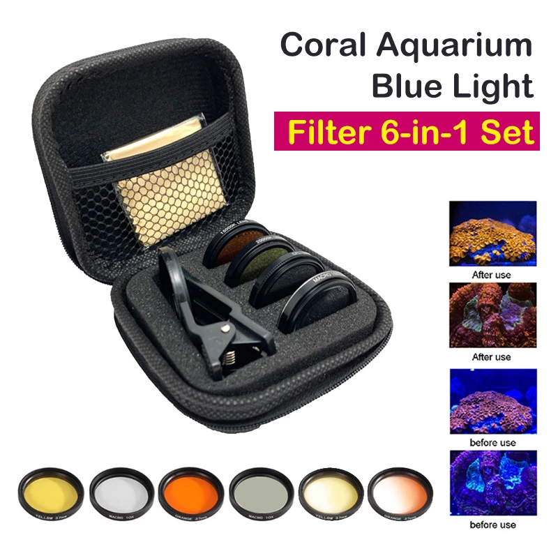 37 mm 6-in-1 Aquariumobjektiv Aquarium Telefon Kameraobjektivfilter Makroobjektiv Gelber Objektivfilter Korallenriff Aquarium Universal – Detail 7
