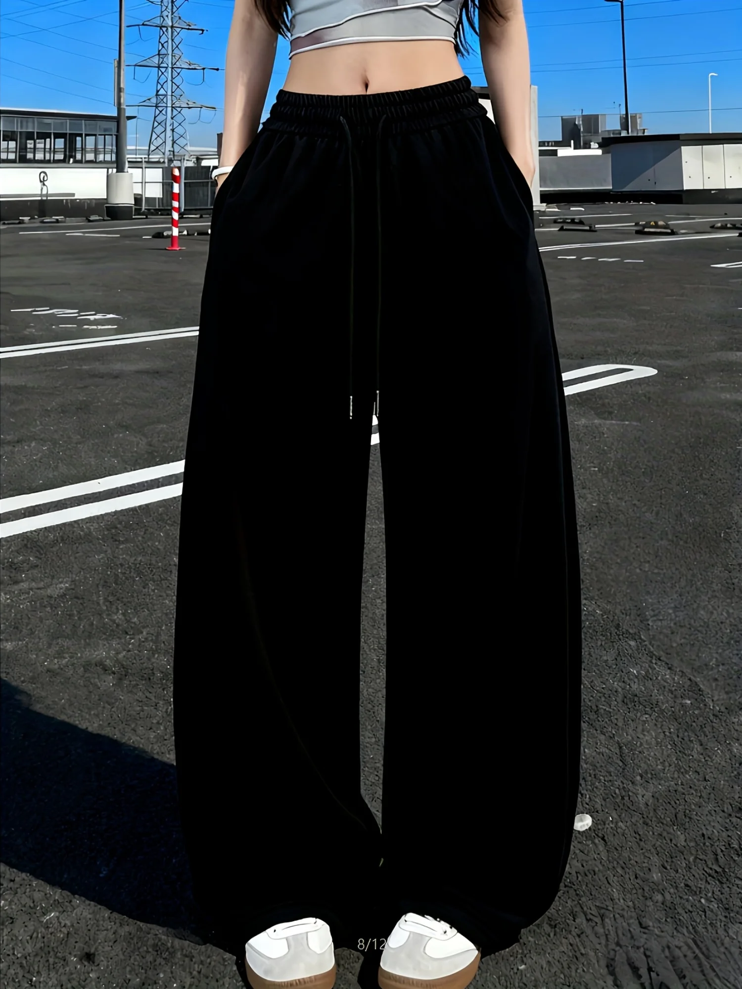 Ladies' jogging pants - loose wide leg with drawstring waist, autumn/winter casual pants for street style enthusiasts exclusive