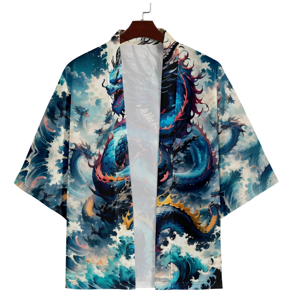 

Cartton Dragon Printed Kimono Streetwear Men Women Japanese Cardigan Haori Beach Yukata Plus Size 5XL 6XL