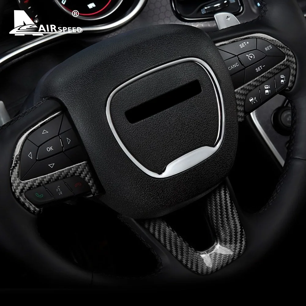 

Наклейка из настоящего твердого углеродного волокна для Dodge Challenger Charger Durango 2015 2016 2017 2018 2019 2020 2021 2022 2023, рулевое колесо