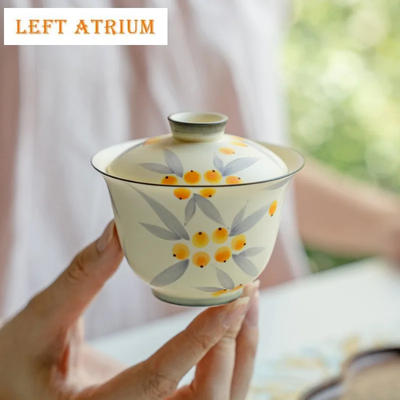 

125 мл ручная роспись чаша для чая Zen Ercai Tea Tureen Boutique керамика Gaiwan винтаж заваривание чая кафе подарок чайная посуда ремесла