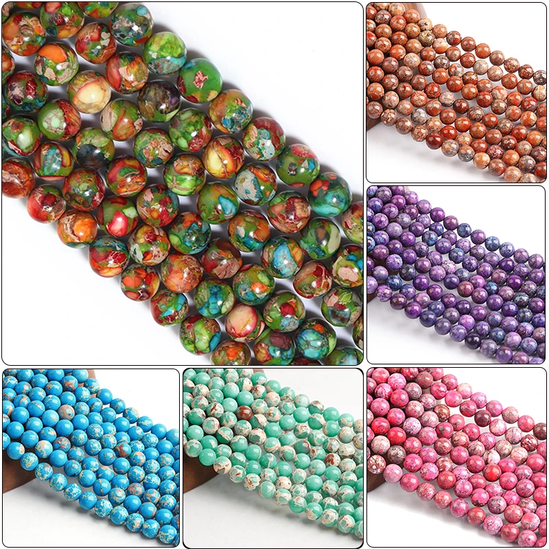 6/8/10mm Emperor Stone Beads For Jewelry Making Loose Spacer Round Imperial Beads DIY Bracelet Necklace Jewelry Charms Crafts