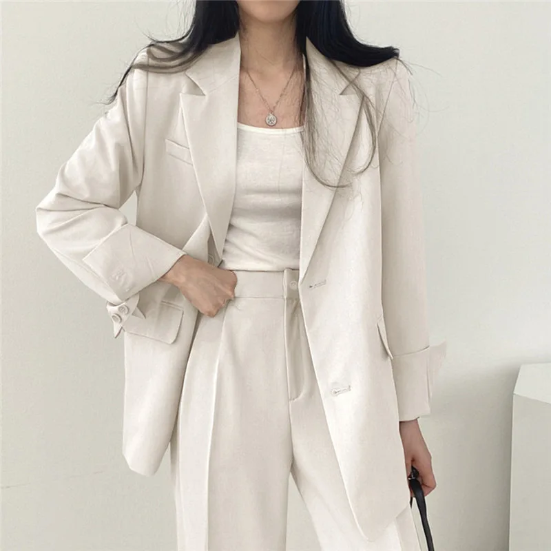 Retro Jacket Slim Fall Fashion Long Sleeve Blazer Mujer Pant Sets Blazers Women Casual Womens 2 Piece Outfit Set Suits Outwear