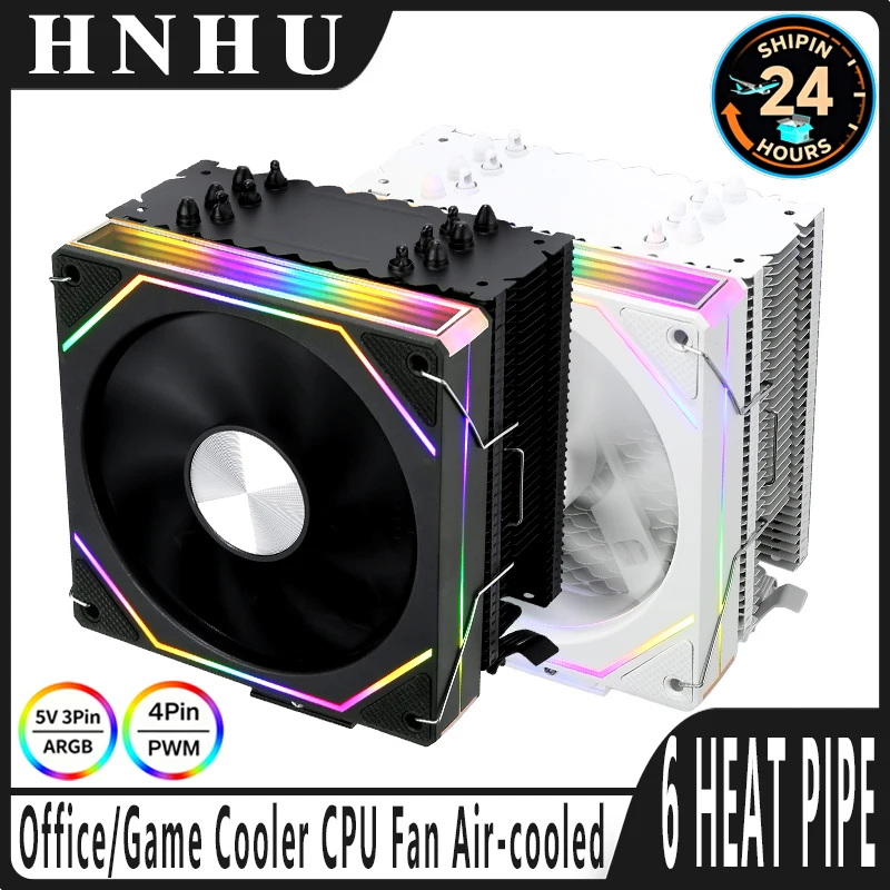 

HNHU LGA1200 Кулер Процессор 4/6 Тепловая трубка Радиатор ARGB Вентилятор 120 мм с воздушным охлаждением 4-контактный ШИМ-совместимый x79 x99 2011 115x 1700 AMD