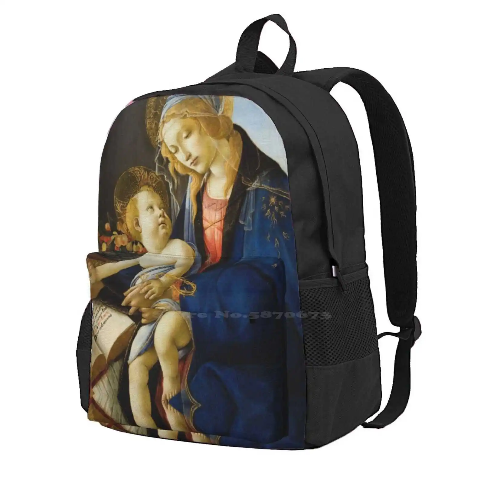 Virgin Mary : Of The Book By Sandro Botticelli School Bags Travel Laptop Backpack Saint Mary Mary Mother Jesus Virgin Mary