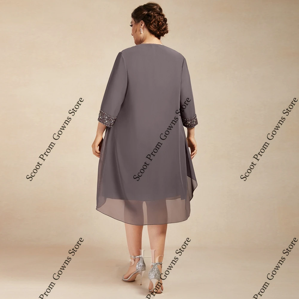 فساتين أم العروس باللون البني مقاس كبير 3/4 كم فساتين حفلات الزفاف للنساء 2025 صيف جديد شيفون للشاطئ رداء السهرة