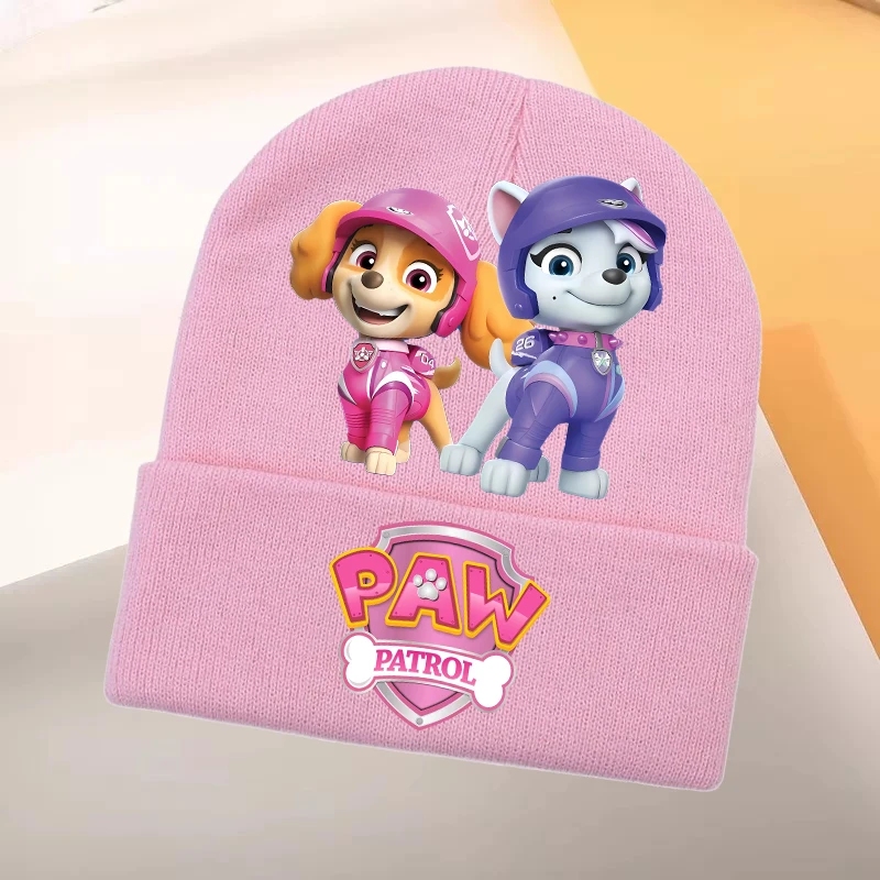 Paw Patrols Knitted Hat Girls New Anime Skye Everest Knit Cap Kids Winter Warm Beanies Cute Dog Headgear Children Gift Hot Sales