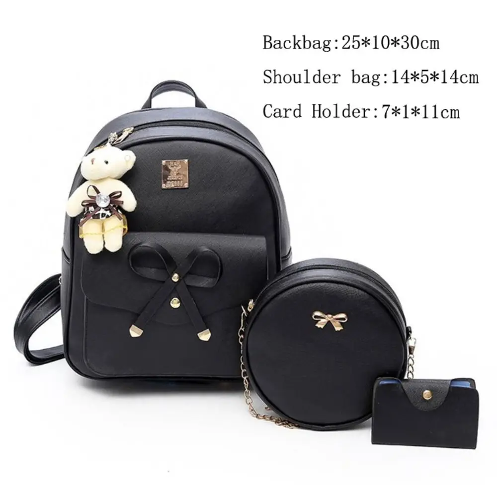 Fashion New Bowknot Backpack European and American Trend Child Mother Rhombic Backpack Three Piece Set