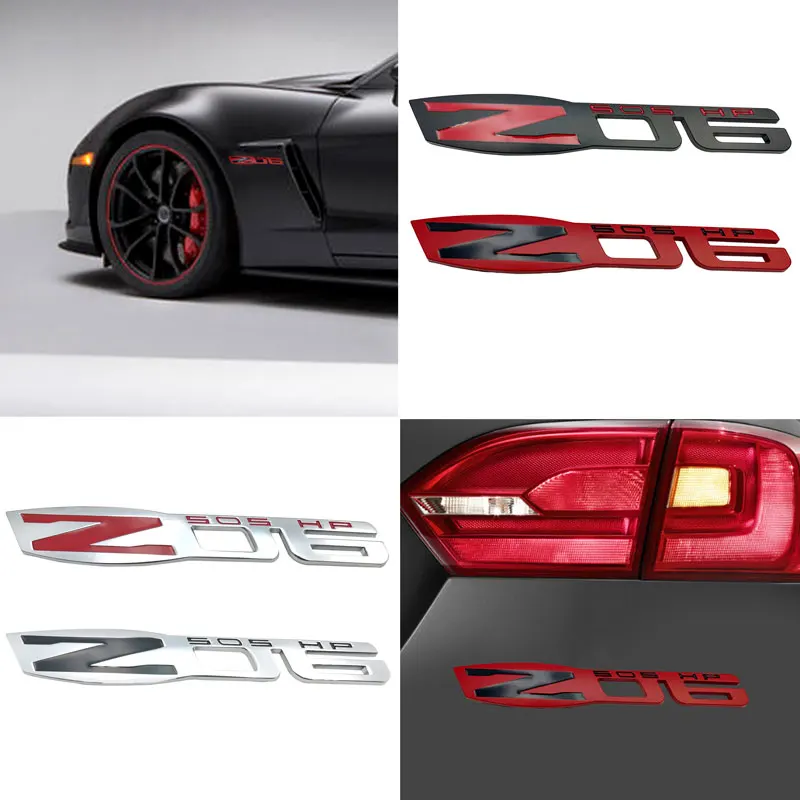 Metal 3D Car Sticker Z06 505HP Logo Badge Decals Emblem For Silverado Volt Corvette C6 407 Blazer SONIC Auto Accessories