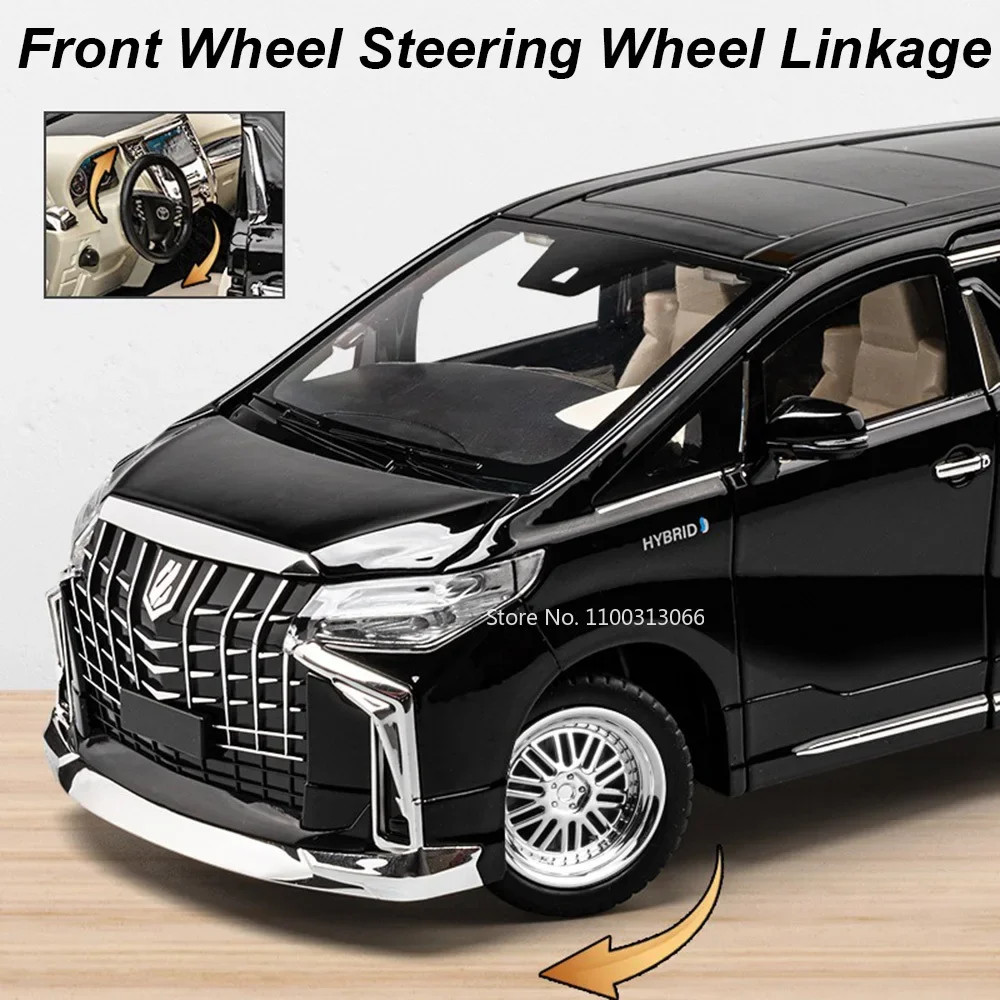 1:18 Metal Toyota Alphard Cars Miniature Model Toys Automatic Door MPV Light Sound Vehicles Toy for Children Birthday Presents