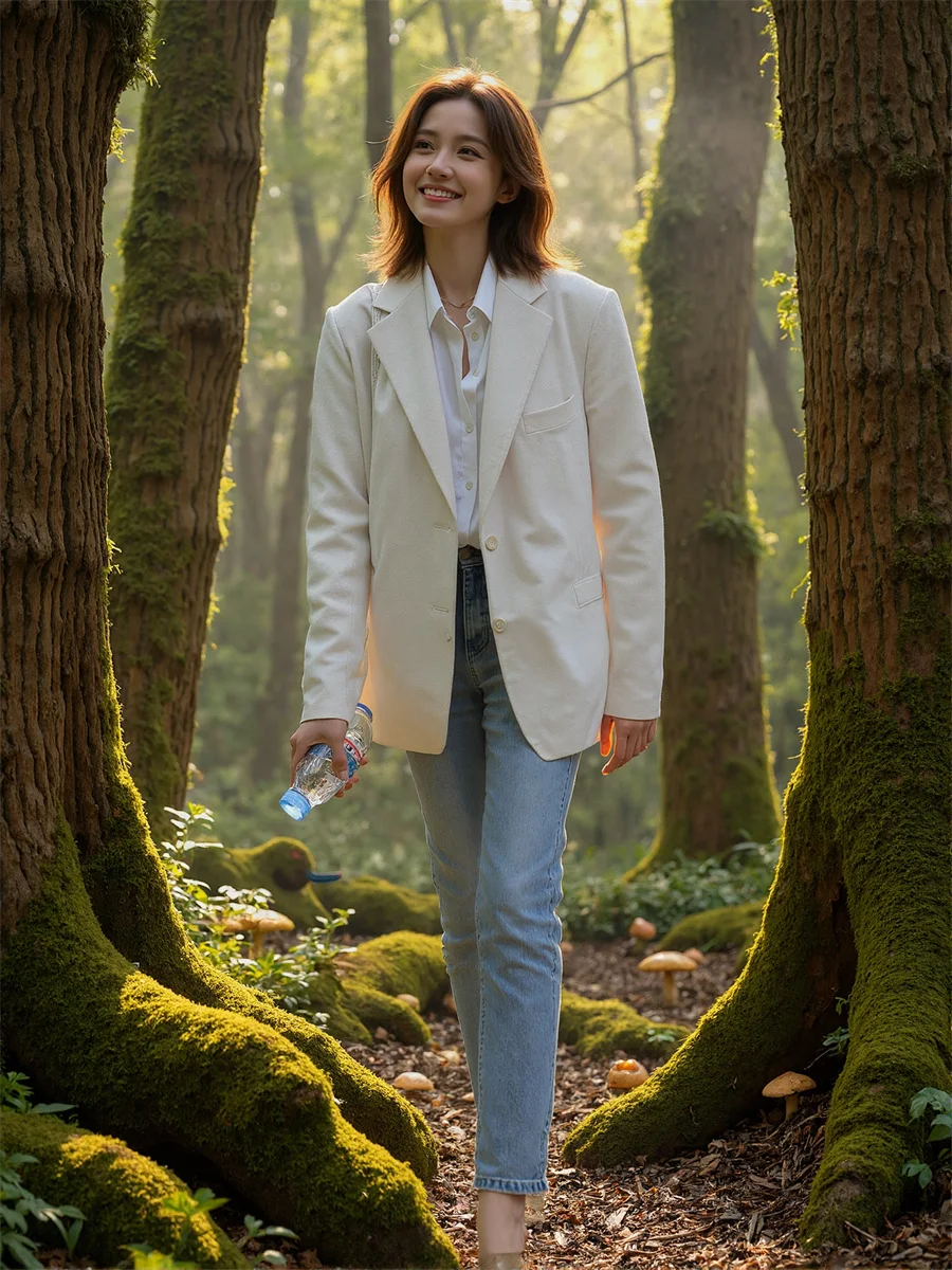 

Черно-белая модная тенденция 2024, одежда, роскошный дизайн, повседневные пальто, куртка, простой элегантный однобортный корейский стиль