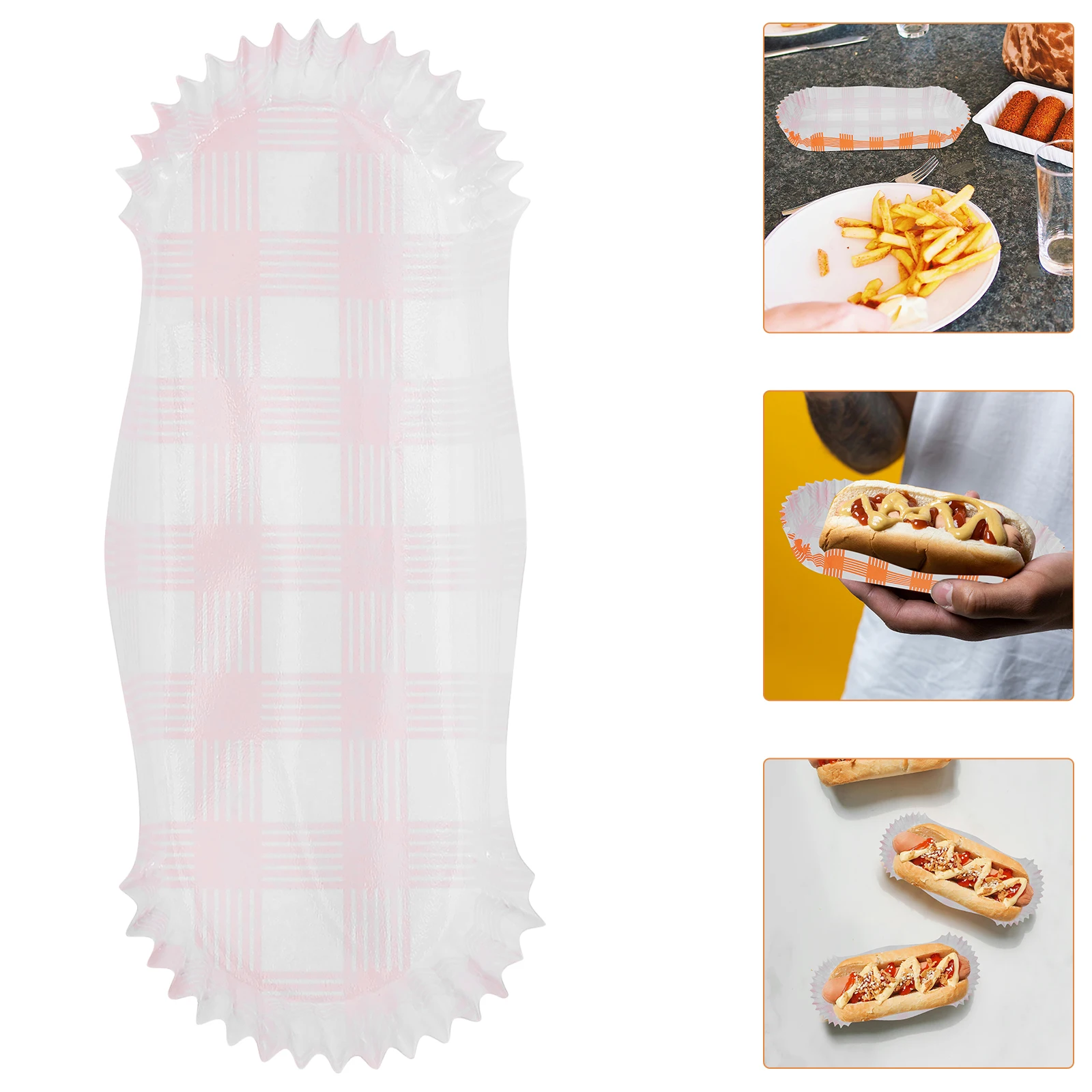 100 Pcs Disposable Paper Hot Dog Trays Greaseproof Food Holders Takeout Snack Containers Fried Corn Cakes Boxes Lightweight