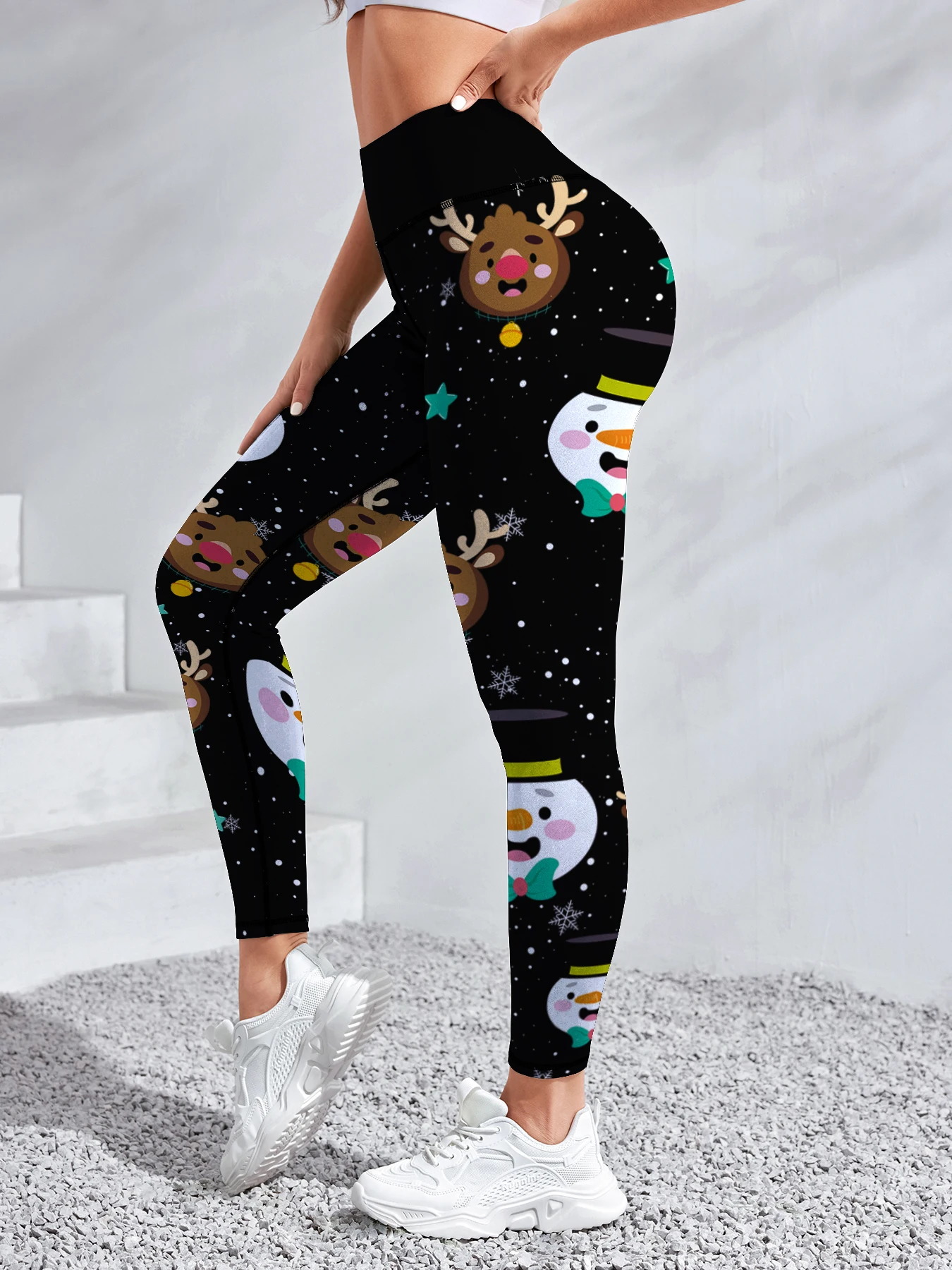 Merry Christmas Women Leggings Cute Snowman Printed High Waist Elasticity 3D Legging Fashion Female for Outdoor Jogging Pants