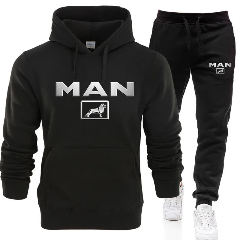 New Male Hoodie+Pants 2Pcs Jogging Sports Suit Casual Tracksuit Men Hooded Sweatshirt Outfit Spring Autumn Mens Sets Sportswear