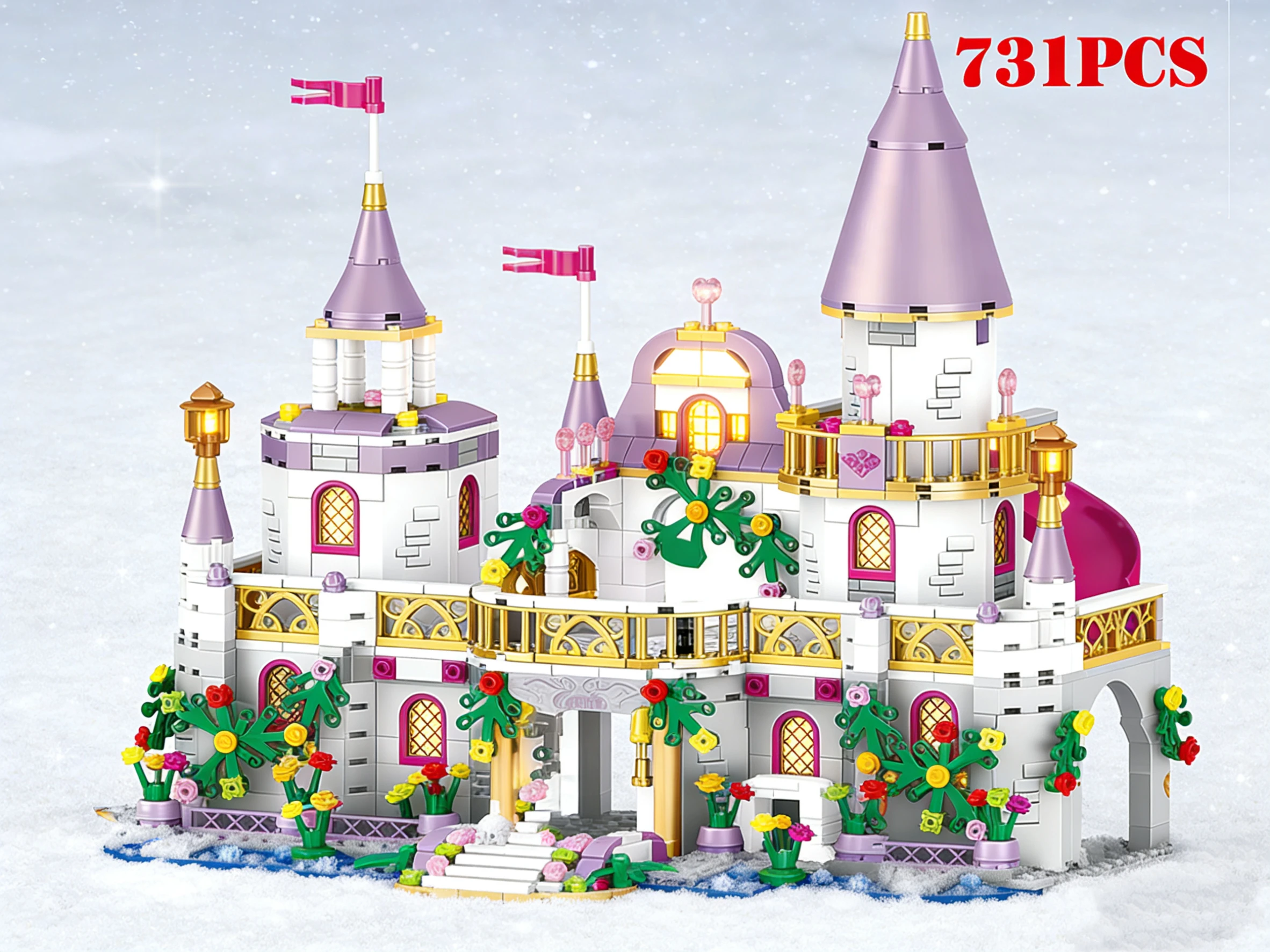 

2026 New Model / 731 Pieces Windsor Cinderella Princess Frozen Castle Building Blocks Model City My Friend Street Scene House Ch