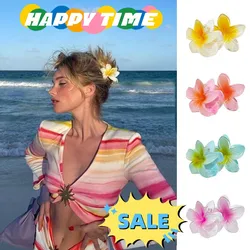 New Fashion Plumeria fermagli per capelli simulazione Zinnia Flowers Candy Color Claw Clip Trendy Hair Grab Clip accessori per capelli per ragazze