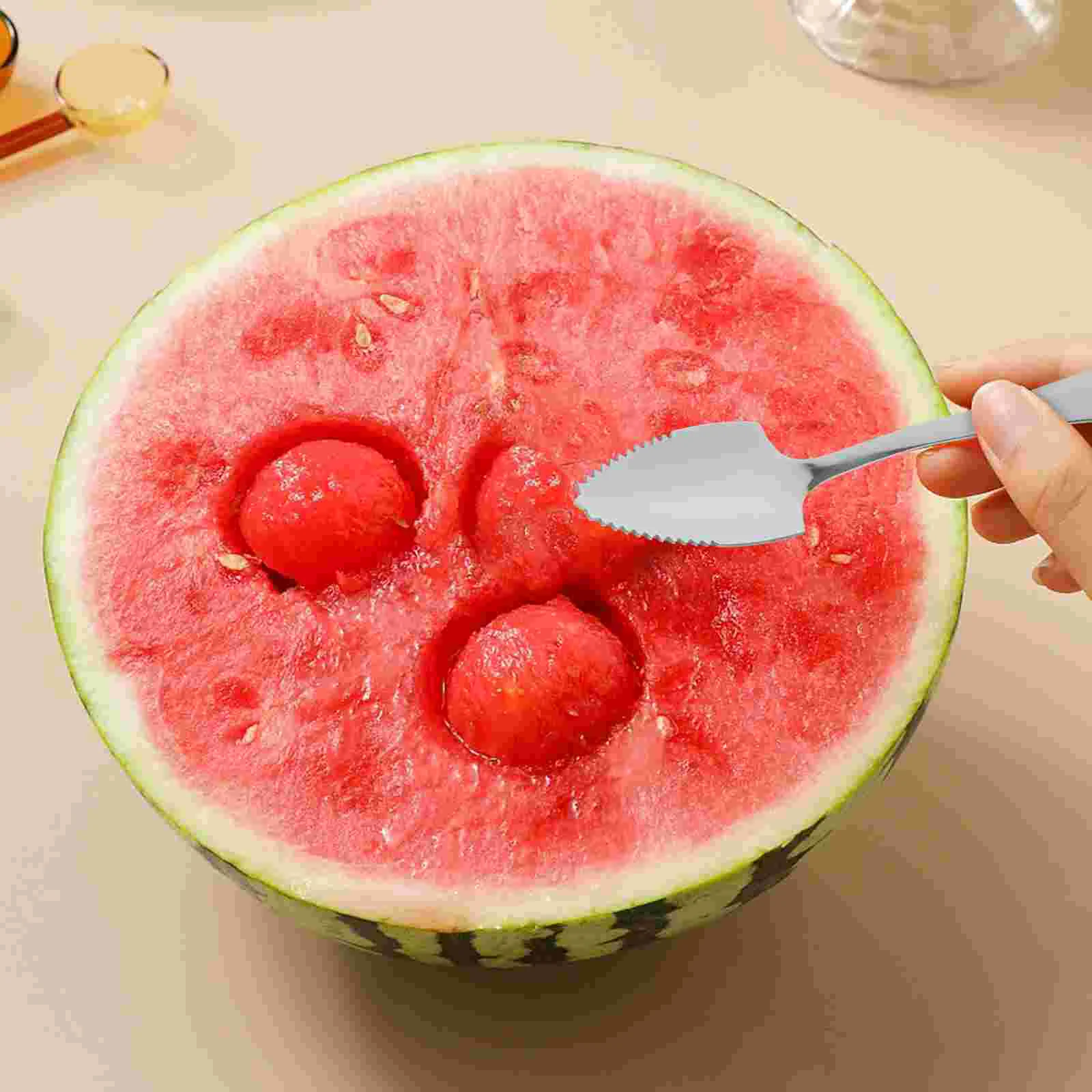 6 Pcs Toothed Ice Cream Scoop Stainlesss Steel Grapefruit Spoons Coffee Stirring Baby Set Digging Ball Dessert Mirror Polishing